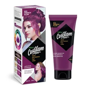 Certified Garde French Plum warna rambut Semi permanen Glossy Finish & tanpa amonia untuk uniseks dapat digunakan warna rambut