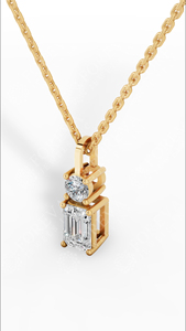 Collier élégant en argent sterling 925 avec pendentif double pierre en diamant simulé taille émeraude et rond, et lien solitaire - Product Image 5