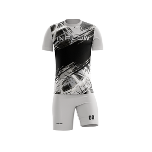 Inflow Men's Soccer Jersey Set Yellow Black Geometric Print Short Sleeve Crew Neck Moisture Wicking Polyester Uniform - Product Image 2