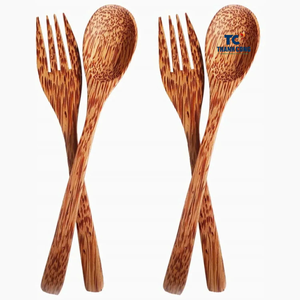 Juego de palillos de cucharas de madera hechas a mano con utensilios de Coco para cocinar uso en la cocina herramientas de madera natural de alta calidad - Product Image 5