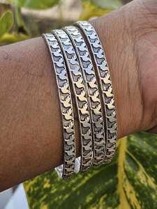 Floral Sterling Silver Bangle <b>Bracelet</b> | Vintage-<b>Inspired</b> Flower Pattern Cuff | Handmade Boho Bangle | - Product Image 5