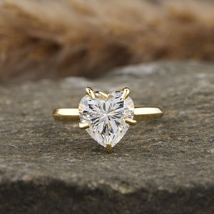 Anillo de compromiso de diamante con forma de corazón cultivado en laboratorio, de 14K oro sólido, certificado IGI, lujoso anillo de regalo con ajuste de solitario para mujer - Product Image 2