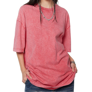 Camiseta extragrande de algodón 100% puro encurtido con piedra retro neutra personalizada al por mayor - Product Image 1