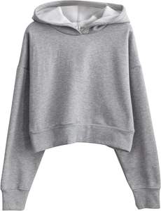Sudaderas recortadas de algodón 100% para mujer, Jersey informal de manga larga, Tops cortos, diseño forrado para las estaciones de primavera invierno, frente sólido - Product Image 2