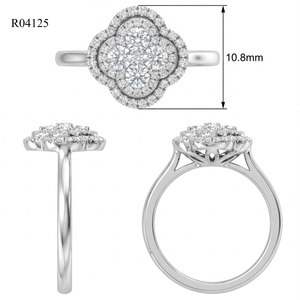 Expédition directe : Bague pour femme en or blanc massif 18 carats avec diamant véritable, design floral fin et élégant, sertie à griffes, pour fiançailles, anniversaire, mariage et fêtes - Product Image 5