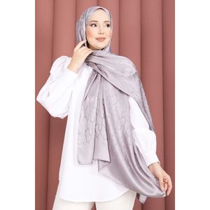 ผ้าคลุมไหล่ลายแจ็คการ์ดสีเทาสำหรับชาวมุสลิม - Product Image 2