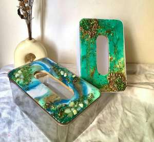 Accessoires de chambre d'hôtel européen Design moderne Couvercle de boîte à mouchoirs en résine détachable au meilleur prix avec papier et résine de couleur pour costume - Product Image 1