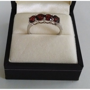 Shah Gems Women's Natural <b>Garnet</b> <b>Ring</b> in 925 Sterling <b>Silver</b> Rhodium Plated Fine Jewelry for Everyday Wear - Product Image 1
