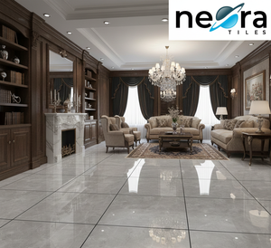 Query Grey 600x600 Acabado brillante Azulejos de ladrillo refractario gris claro Totalmente pulido esmaltado para grandes habitaciones interiores y cocina - Product Image 2