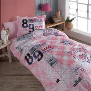 Ensemble housse de couette simple Classy Young Ranforce Denim v1 Pink - Product Image 1