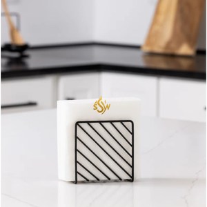 Porte-serviettes Forme personnalisée Couleur blanche et marron en marbre et bois Ustensiles de cuisine et porte-serviettes de table de restaurant - Product Image 5