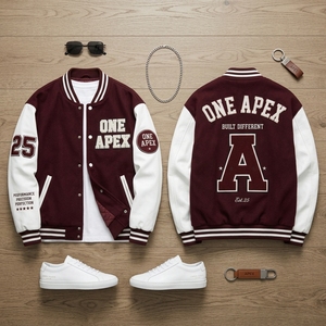 เสื้อแจ็คเก็ตสไตล์ Letterman ผ้าวูลผสมพรีเมียมแบบสั่งทำพิเศษสำหรับผู้ชาย ปักลายติดกระดุมแบบ Snap  สตรีทแวร์ แฟชั่นสไตล์วิทยาลัย  OEM ODM - Product Image 2