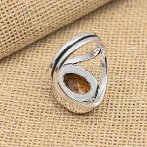Bague en pierre précieuse citrine faite à la main en argent sterling 925, bijoux en pierre ovale, cadeau pour femmes, élégant et unique - Product Image 2
