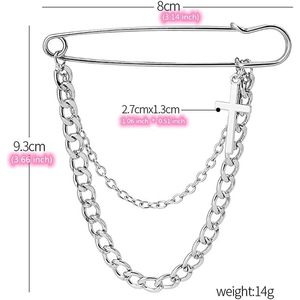Spilla di sicurezza Hijunmi in argento con ciondolo a croce per maglioni da donna, t-shirt, accessorio di bigiotteria alla moda - Product Image 5