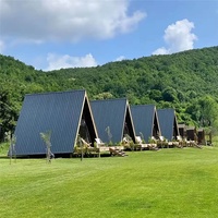 Villa modulaire de luxe à ossature en A, type loft, à faible hauteur, isolée thermiquement, maison préfabriquée triangulaire compacte pour appartement, chalet préfabriqué