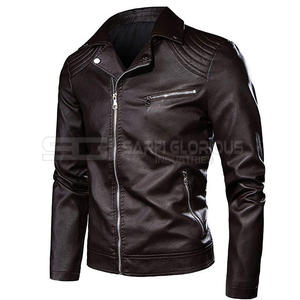 Veste en cuir vintage décontractée pour hommes authentiques avec revers manteaux chauds pour un usage quotidien - Product Image 2