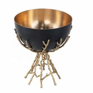 Dernier bol rond moderne en aluminium avec support en métal Bol à fruits décoratif élégant pour table à manger Décor de table élégant - Product Image 2