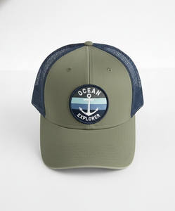 L'aventure vous attend : Casquette de camionneur « Ocean Explorer » pour homme, couleur olive |   Casquette de baseball élégante et confortable avec dos en maille - Product Image 2