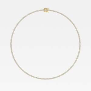 18K Gold <b>Necklace</b> with Round Cut Moissanite Diamond Fashionable Four Prong Tennis Design - Product Image 4