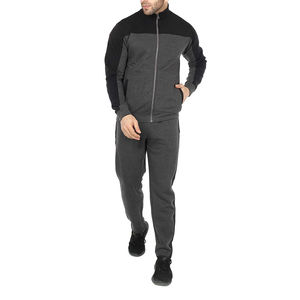 Joggers unisex para hombre 50% Algodón 50% mezcla de poliéster cuello alto chaqueta de ajuste regular pantalones en blanco dos tonos ropa de entrenamiento polar - Product Image 2