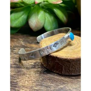 B. Shorty Kingman Turquoise & Sterling <b>Silver</b> Fashion <b>Cuff</b> <b>Bracelets</b> - Product Image 2