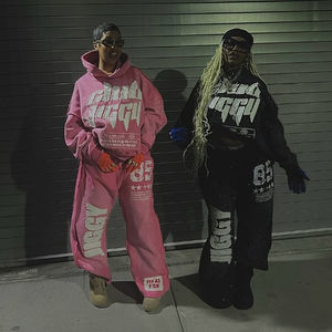 Chándal Ligero Personalizado con Lavado Ácido, Parche Bordado Vintage, Pedrería Grande, Patrón Hip Hop Sólido, Talla Grande de Invierno 100% - Product Image 4