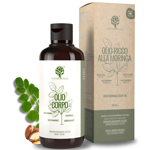 Olio Corpo Moringa 250ml con Mandorle, Argan e Jojoba - Formula Super Idratante Vegana 100% Naturale - Qualità Italiana, RedMoringa - Product Image 1