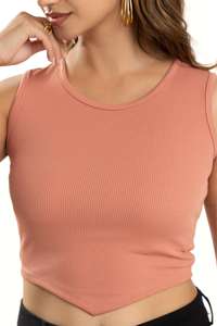 Camisola sin mangas acanalada rosa a la moda, top de punto elástico ligero para mujer, ideal para ropa informal y de fiesta de verano - Product Image 4