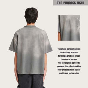 Camiseta de gran tamaño de alta calidad para hombre, ropa de calle personalizada, algodón en blanco de peso pesado, lavado con agua y ácido, talla grande - Product Image 4