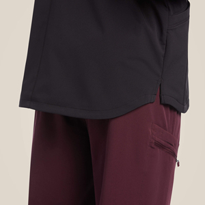 Diseño cómodo y de moda Cuello acanalado frontal Cremallera Chaquetas de manga larga Uniforme Enfermera Scrubs Top - Product Image 5
