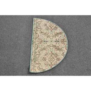 <b>Vintage</b> Turkish Wool Polyester <b>Rug</b> 2.5 X 1.5ft Beige Brown Patchwork Large Area Rectangle Hallway Design Handmade Latex for Room - Product Image 3