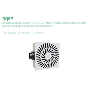 Tecnosystemi Difusor Cuadrado Completo con Amortiguador y Pleno Inferior para Rejillas de Aire Acondicionado Helicoidales de Chorro Ajustable - Product Image 3