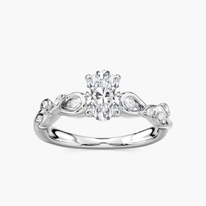 1.10 CTW Oval Cut Lab Grown Diamond <b>Vintage</b> Engagement <b>Ring</b> Leaf & Vine Design IGI Certified 14K Solid <b>Gold</b> Bridal <b>Ring</b> - Product Image 4
