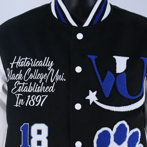 แจ็คเก็ตวาร์ซิตี้สไตล์สตรีทแวร์สำหรับฤดูหนาว  งานปักไหมพรม  แฟชั่นสุดฮิต  สไตล์เท่  พร้อมแพทช์  แจ็คเก็ตวาร์ซิตี้ผ้าขนสัตว์สำหรับผู้ชาย - Product Image 2