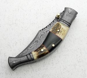 Couteau pliant damas en cuivre avec manche en corne Couteau de poche et de collection Idéal pour les détaillants. - Product Image 3