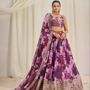 2025 último diseñador indio ropa de fiesta de boda Organza Lehenga Choli/Ghaghra Choli secuencia Zari bordado trabajo al por mayor - Product Image 1