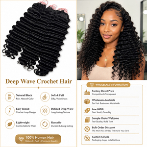 Extensions de cheveux naturels ondulés en crochet, cheveux humains, extensions de plumes, boucles souples et rebondissantes, légères - Product Image 5