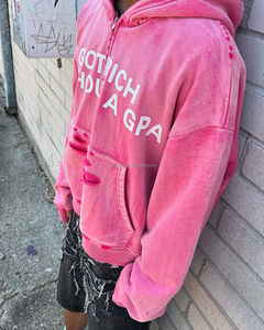 เสื้อฮู้ดดี้โอเวอร์ไซส์แบบ OEM ล้างสีด้วยกรด สไตล์สตรีทแวร์ ผ้าฝ้ายคอมบ์คอตตอน 100% เฟรนช์เทอร์รี่ GSM หนา พิมพ์ลายวินเทจแบบลูปแบ็ค - Product Image 3