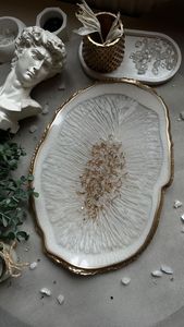 DÉCOR Plateau de service en résine époxy fait à la main Essentiels de cuisine uniques pour la maison Restaurant Hôtel Décoratif Service Tra - Product Image 5