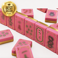 Ensemble de Mahjong Américain Doré Moderne de Luxe Léger - Matériel Acrylique Écologique Portable pour Quatre Joueurs - Divertissement par Jeu d'Échecs et de Cartes