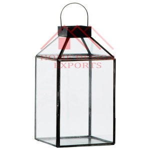 Linterna de vela hecha a mano de hierro, centro de mesa cuadrado de Metal para bodas con acabado antiguo negro para el hogar, hoteles y restaurantes - Product Image 4
