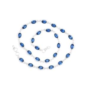 Collier de fiançailles ovale en quartz bleu, en argent sterling 925, fait main, serti de pierres précieuses, élégant bijou de mariage pour femme - Product Image 3