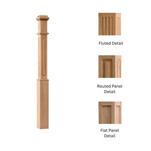 Boîte écologique en bois massif en chêne rouge Newel pièces d'escalier de détail de panneau routé pour escaliers intérieurs et extérieurs Bacony - Product Image 2