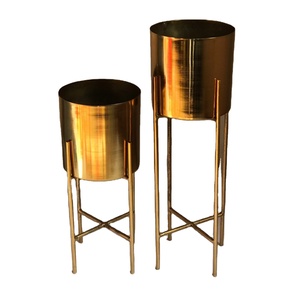 Metal Gold Plated <b>Stand</b> and <b>Pot</b> High Quality Planter for Your Home and Garden Best Selling Cheapest Planter Set - Product Image 1