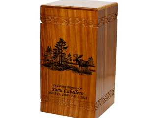 Urna de cremación para adultos de alce con personalización Urna funeraria de ciervo para amantes de la naturaleza del cazador de madera Urna de ceniza humana grabada - Product Image 5