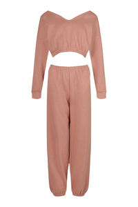 Vente en gros Logo personnalisé Ensemble de survêtement de maternité 2 pièces grande taille pour femmes 100% coton - Product Image 5