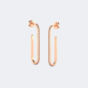 Boucles d'oreilles pendantes en forme d'arc allongé serties de pavés de diamants de laboratoire de 0,30 CTW, or 14 carats, style fil enfilé incurvé - Product Image 1