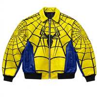 Blouson d'hiver en cuir véritable Spider-Man pour homme, logo sur le devant, col montant, style décontracté, séchage rapide, respirant