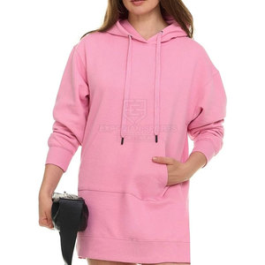 Sweat-shirts à capuche longs pour femmes en coton 100% avec logo personnalisé sur le devant, respirants, de haute qualité, personnalisables - Product Image 2