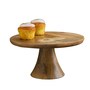 ที่วางเค้กไม้ตกแต่งลายไม้ธรรมชาติ เหมาะสำหรับจัดแสดงขนมหวานและตกแต่งโต๊ะ - Product Image 1